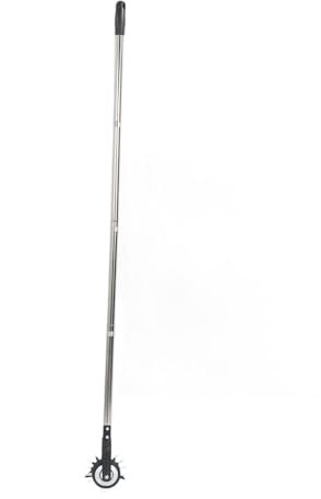 Cortador de bordes de césped, cortadora de césped con una sola rueda, manganeso de acero inoxidable, cortador manual de bordes de césped con mango para patio, jardín, paisaje, acera (4 secciones)