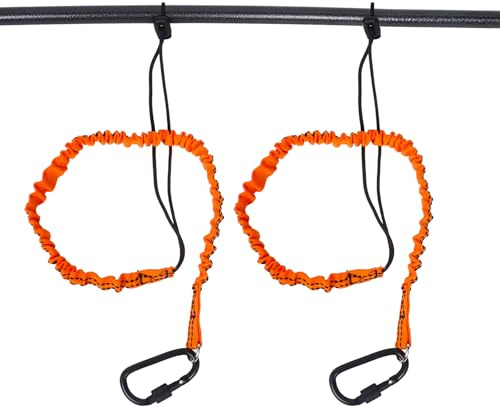 Qaziuy 2 Stück Kajak Paddel Leine, Elastische Paddel Leine mit Karabiner Stretch Kajakseil Paddel Leine SUP Leash für Kaja-, Kanu, Surfbretter, Angelruten