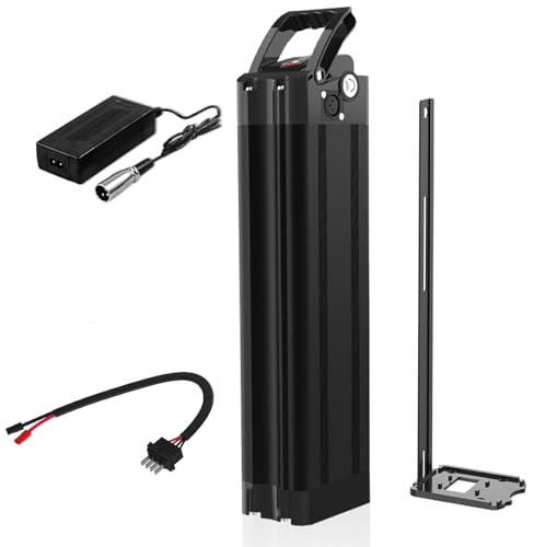 （Almacén alemán） Batería de Litio para Bicicleta Eléctrica, 48V 13A 4 Pines, 200W 400W 600W 800W 1000W, con Cargador y Puerto USB (Negro-YM04-48V13A (BMS:30A))