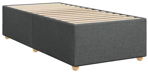 vidaXL Bettgestell, Bettrahmen mit Lattenrost, Polsterbett Bett für Schlafzimmer, Einzelbett Schlafzimmerbett, Dunkelgrau 90x190cm Stoff