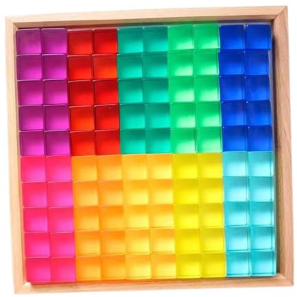 Ronyme Regenbogen-Bauwürfel, Stapelspielzeug für Kinder ab 2 Jahr, 100Stück | Kristall-Regenbogen-Staplerblöcke, GEM-Würfel Bausteine, Sortierspielzeug & Motorikspielzeug, Geschenk für Jungen Mädchen