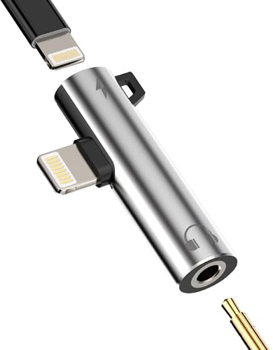 Adaptador Jack 3,5mm Auriculares para iPhone Aux Cable Lightning Cargador Accesorios Cable Audio Auriculares Divisor Auriculares Carga para Apple para iPad Mini Air Alargador Auriculares Adapter