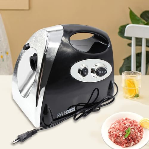 MEELRYD Elektrischer Fleischwolf Wurstfüller Zerkleinerer, 800W Multi Küchenmaschine Meat Grinder mit 3 Mahlplatten und Wurstfüllrohren Wurstmaschine für Würstchen, (Schwarz)