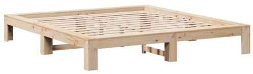 vidaXL Sängram utan madrass 200x200 cm massiv furu, sovrumsmöbler, dubbelsäng, sängstomme, säng, dubbelsäng, sängbotten, sovrumsmöbler, sängram i trä