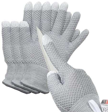 PATIKIL Cut Resistant Gloves, 2 Pair Touchscreen Level 5 Protection Cutting Gloves Anti Cut Kitchen Work Glove for Mandolin Slicing Oyster Shucking Whittling Wood Carving, Gray, Small