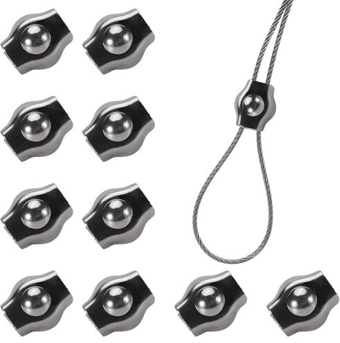 Kisstta M2/M3, morsetto per fune metallica da 2 mm/3 mm, in acciaio inox 304, morsetti per cavi in acciaio inox, clip per fune metallica, clip Simplex per fune in acciaio, tenda da sole, tendicavo per