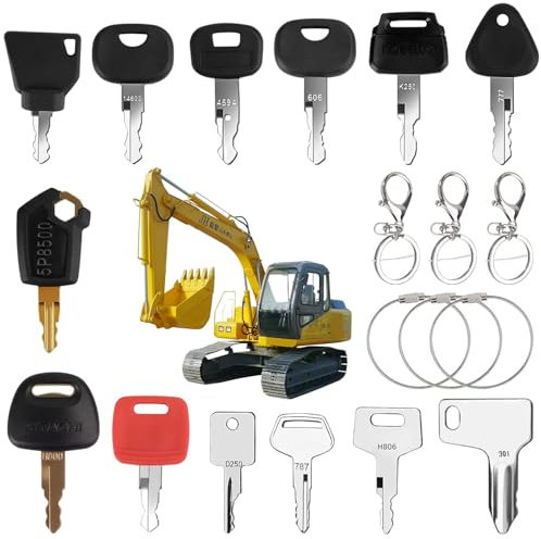 MINISOISO 13 Piezas Llaves de Encendido, Llaves de Contacto de Repuesto de Repuesto Universales, Interruptor de Encendido de Motocicleta, Llave de Construcción para Komatsu, Kubota, Hitachi, Oruga