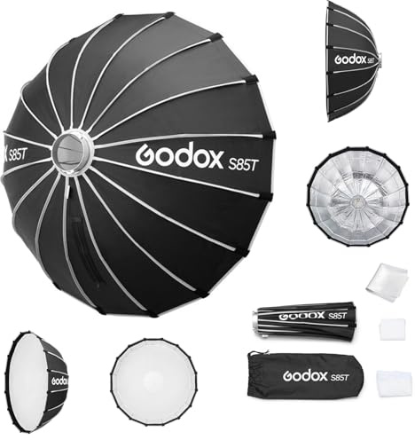 Godox Softbox Godox S85T 85cm/33.5in Quick Release Umbrella Softbox, Bowens Mount with Removable Front and Inner Diffusers for Photography, Live Streaming and Travel