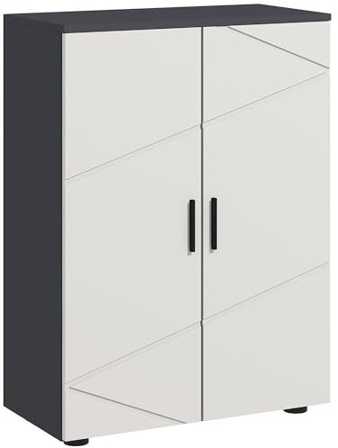kleankin Badezimmerschrank Badschrank mit verstellbaren Regalen, Doppeltür, Soft-Close -Funktion, Toilettenschrank Beistellschrank für Badezimmer, kleine Räume, 60 x 30 x 82 cm Grau