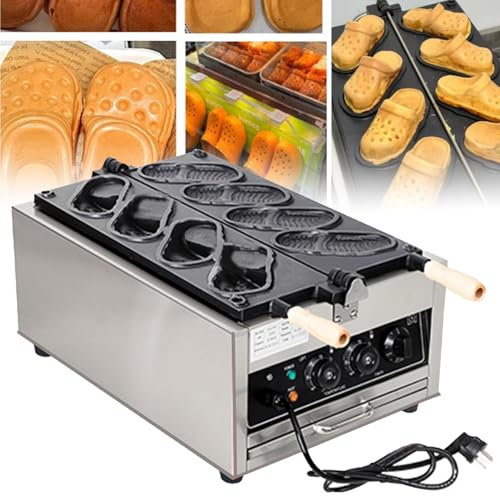Macchina per Waffle in Acciaio Inox, Macchina per Waffle Elettrica Professionale/Domestica a Forma Di Scarpa, Rivestimento Antiaderente per Panetterie, Ristoranti,ElectricheatingA