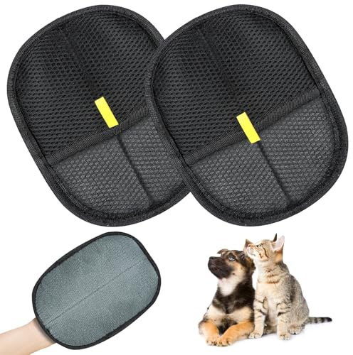 Kiiwah 2 Piezas Guantes para Mascotas, Guantes de Doble Cara para Perros y Gatos, Guantes Estáticos para Depilación Versátiles, Guantes de Aseo de Mascotas para Muda y La Limpieza