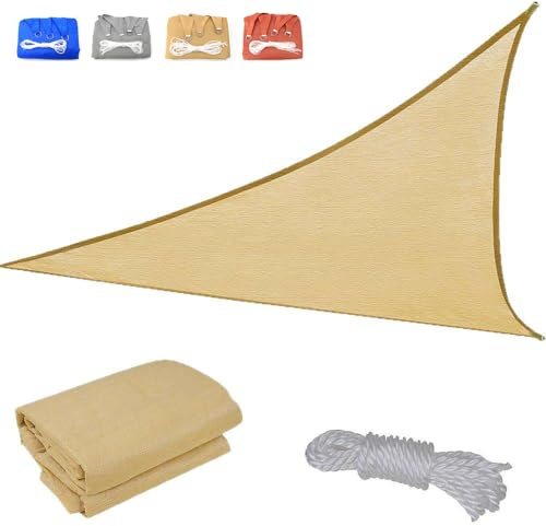 SHENJIE Sonnensegel Dreieck2x2x2m,Premium HDPE 95% UV Schutz Sonnenschutz Atmungsaktiv,Sonnenschutz Polyester Windschutz,für Garten Balkon Und Terrasse,Kostenlose 3 Seile