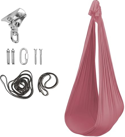Hängeschaukel aus Nylon – 150x90 cm – gemütliche Schaukel für Zuhause & Garten – bis 100 kg – inkl. Montageset – Indoor & Outdoor – Farbe: Mauve