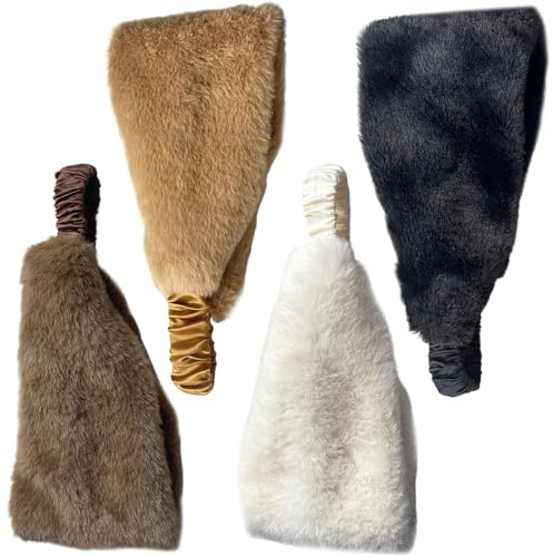 4Pcs Winter Headband Funky Women's Faux Furs Ear Warmer Headband with Elastic Fit, Soft Winter Ear Muffs for Women Girls