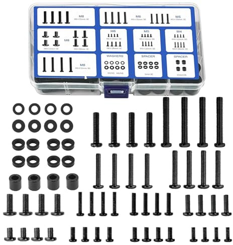 TV Bracket Screws, 68pcs M4 M5 M6 M8 Universal VESA Screws & Bolts, Universal TV Mounting Bolts, Washers & Spacers for Most TV Stand, Mount & Bracket, TV Mounting Hardware Kit