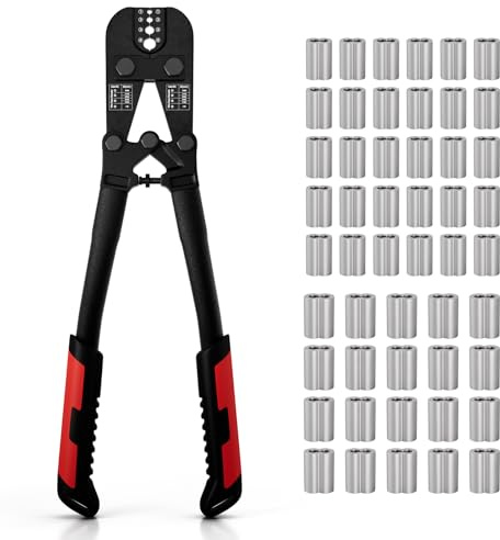 Sanuke Wire Rope Crimper Tool Kit, Swagging Tool for Copper Aluminum Oval Sleeves, Double Sleeves, Crimping Cavity 3/64 1/16 3/32 1/8