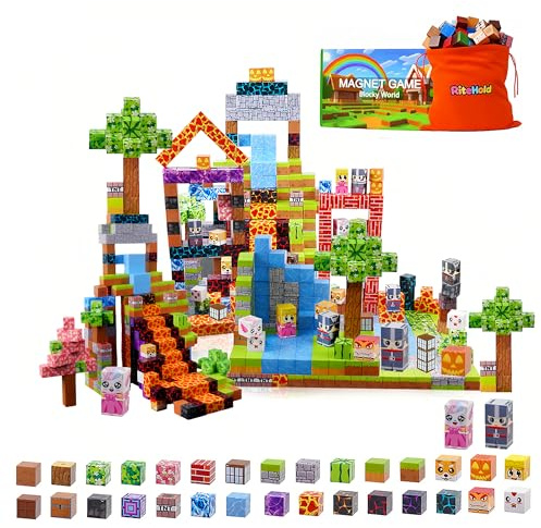 RiteHold Magnetic Building Blocks for Kids Magnet Build Cubes Toys Magnets STEM Montessori 150 PCS 0.8in Sensory Construction Game for Toddler Ages 3 4 5 6 7 8 9 10 Boys Girls Christmas Birthday Gifts