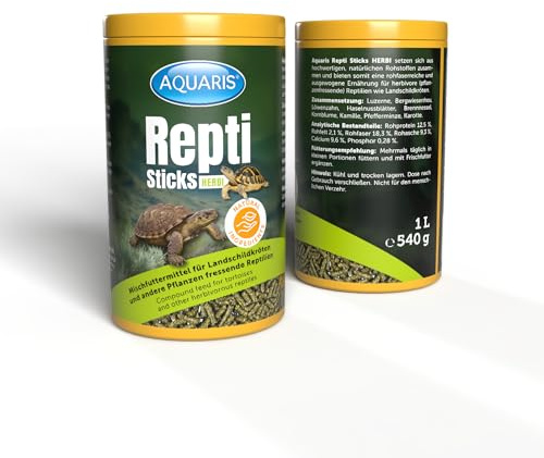 AQUARIS Repti Sticks Herbi – Mangime naturale per tartarughe di terra e rettili erbivori. Cibo completo vegetale, ricco di fibre e vitamine – 1 L