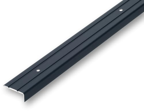 (11,99EUR/m) 25 x 10 x 1500 mm Treppenwinkel schwarz gebohrt inkl. Montageset Treppenkantenprofil Treppenkante Kantenschutz