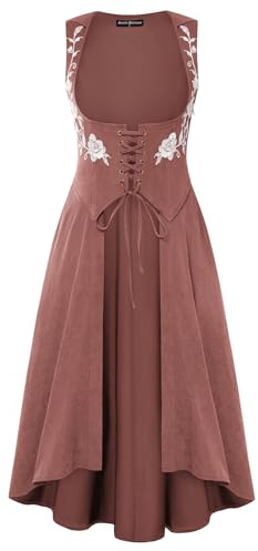 Scarlet Darkness Robe Renaissance à capuche pour femme, costume médiéval, robe de pirate, robe sous poitrine avec poches
