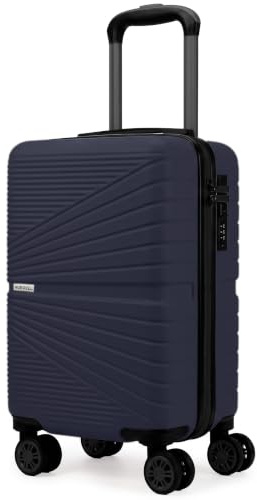 unycos - Maleta de Cabina Rígida de ABS【20L】 40×25×20 cm | Equipaje de Mano Compacto, 4 Ruedas 360° Extraíbles, Cerradura Integrada, Asa Telescópica y Compartimentos Organizadores (Azul Oscuro, Lite)