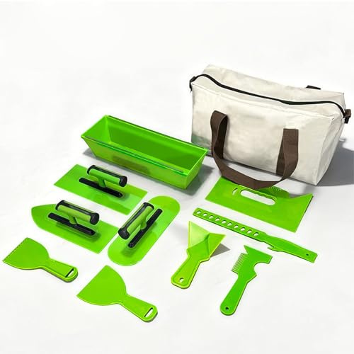 Hamwesh Ensemble de Truelle en Plastique, Kit Complet de Truelle de Plâtre en Plastique avec Mélangeur de Peinture, compatibilité Multi-surfaces pour la Finition des Murs