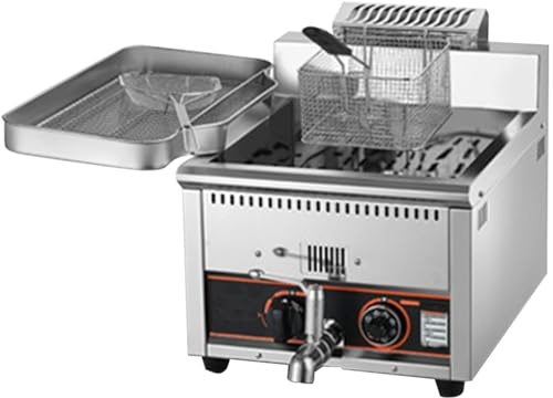 CVGfko Commercial Deep Fryer with Tubular Burner and Cold Zone for Efficient High-Volume Cooking,15L