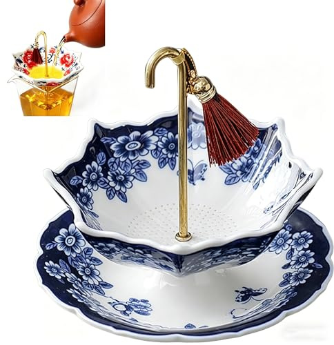 Infusore Per Tisane Umbrella, Filtro Per Te Sfuso, Filtro In Porcellana Con Design Girevole, Colino Per Tè Per Tazze, Mug O Teiere (D)