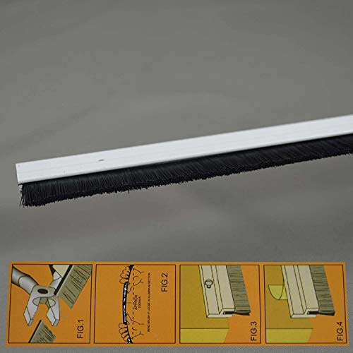 100 cm Tür-Bürstendichtung zum Anschrauben - 2 in 1 Zugluftstopper & Türdichtung - Aluminium, weiß