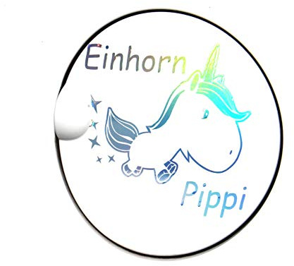 Einhorn Pippi Unicorn Dekor Set - Finest Folia Hologramm 13cm x 11cm Tankdeckel Premium Dekor T shirt Tasse (K073 Hologramm)