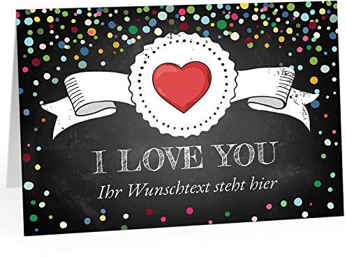 Große Ich Liebe Dich XXL-Karte zum Aufklappen (DIN A4) PERSONALISIERT - I love you englisch Tafellook mit Herz- mit Umschlag/Edle Design Klappkarte/Geburtstag/Valentinstag/Extra Groß