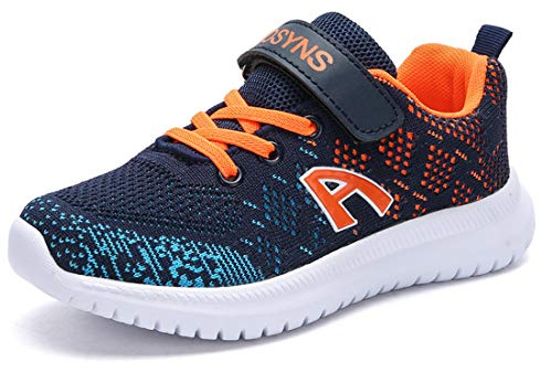 Zosyns Barnskor, sportskor, nät, ventilerande löparskor, utomhus, sport, sneakers, gymnastikskor, kardborreband, vandringsskor, inomhusskor för pojkar, män, barn, 28–38, 1822 blå, 37 EU
