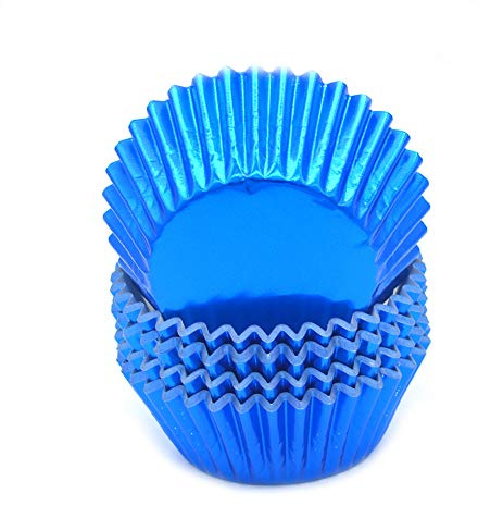 Mombake Einweg-Backförmchen aus Standard-Folien Papier, Muffin-Cupcake-Förmchen für Partys und mehr (Blau, 100 Stück)