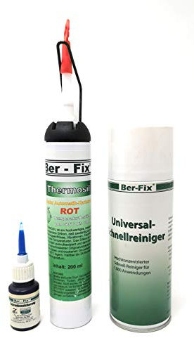 Ber-Fix Thermosil gasket Motor Dichtmasse Motor Hochtemperatur Silikon Schwarz 260°C Silikon Dichtmasse Ölwanne + Extrem Industriereiniger + Schraubensicherung