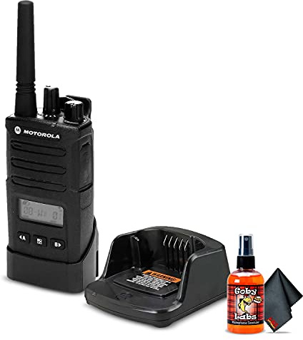 Motorola RMU2080d On-Site 2-Way Business Radio with Display (RMU2080D) + Mic Sanitizer Spray + Microfiber Cloth - Base Bundle