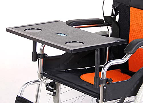 YNHUIOA Plateau de recouvrement en Fauteuil Roulant,Porte-gobelet de Table en Fauteuil Roulant pour Manger,Lire et Jouer à l'ordinateur - Bureau de Table en Plastique Amovible pour Fauteuil Roulant