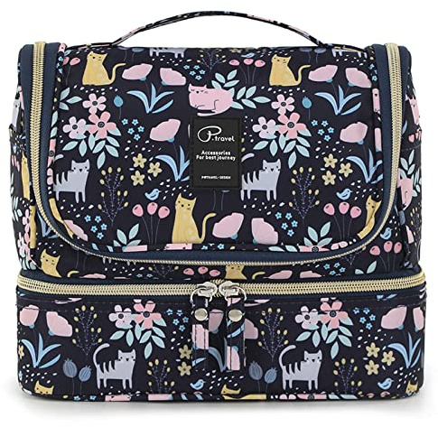 Kulturtasche zum Aufhängen für Damen, Lychii Reise Kulturtasche Waschtasche Organizer für Koffer & Handgepäck - Cat
