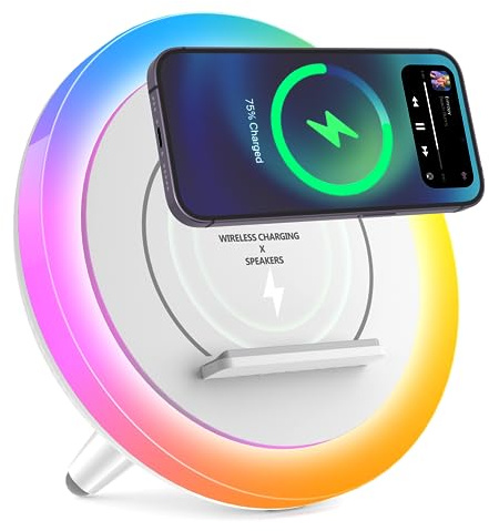 SIDVAR Bluetooth Speaker Night Lightsr,Wireless Charging Modern Speaker,Best Teenage Birthday Gift Ideas Tween Girls Gifts/Please use The Original Adapter
