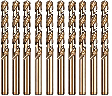 Brocas de cobalto de 6,5 mm, M35 HSS, juego de brocas helicoidales para metal duro, acero inoxidable, hierro fundido, Herramientas Profesionales (1/4 pulgadas (10 piezas)
