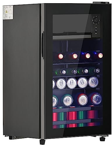 Dryckekyl, kyl och frys, 15 fristående minidryckskylare, 6L+70L, rymmer 51 burkar lemonad, vatten, öl eller vin，71,6x40,0x43,5 cm