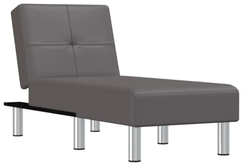 vidaXL Chaiselongue, Sofa in 3 Positionen zum Sitzen Entspannen Schlafen Verstellbar, Couch in Eleganter Optik, Liege Schlafsofa Loungesofa Liegesofa, Grau Kunstleder
