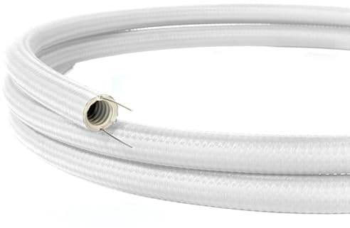 Creative-Cables - Canaleta moldeable para cables Creative-Tube (20 mm de diámetro x 1 m, blanco RM01) - Revestimiento de tela decorativa de seda