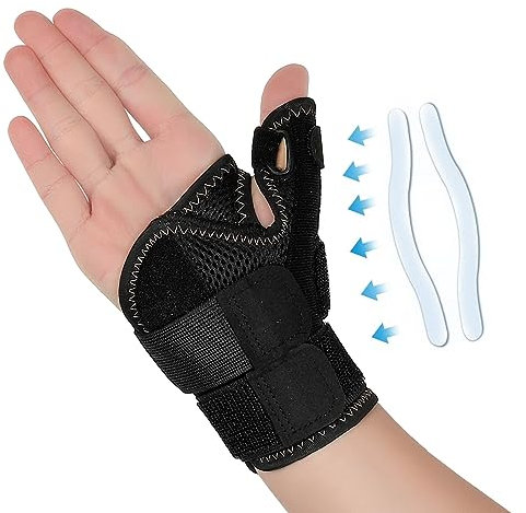 FITTOO Handgelenkband mit Schiene Recht und Link, Schiene Daumen Daumenorthese mit Daumenschiene für Männer und Frauen für Arthritis Tendonitis Sehnenscheidenentzündung(1 Stück, Schwarz)
