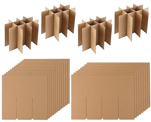 4er-Set Packing Boxes for Moving, Verpackungskartons Geschirr Trennwände aus Wellpappe Umzugskarton-Gläsertrenner-Sets für 40,6x30,5x30,5cm Große Kartons (Box nicht im Lieferumfang Enthalten)