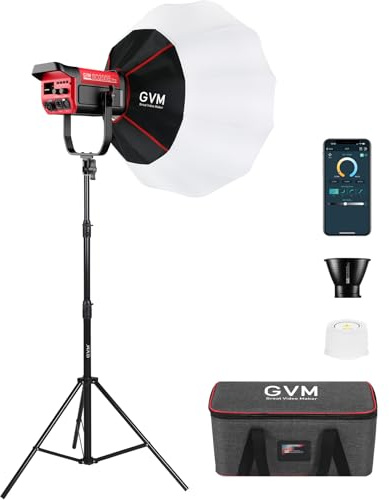GVM LED Videoleuchte 200 W mit Softbox Laterne, Beleuchtungsset SD200B mit Netznetzwerk Bluetooth/DMX-Steuerung, Studio-Beleuchtungs-Set, 2700 K-6800 K, 12 Bühneneffekte