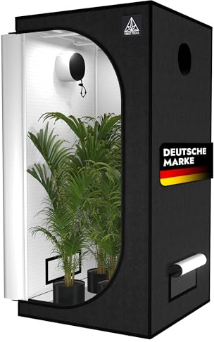 TREEZ TOOLS® Grow Zelt Schwarz | Hochwertiges Indoor-Pflanzenanzuchtzelt für optimales Wachstum | Indoor Garden | Pflanzenzelt | Grow Tent | Gewächshaus - Large (120 x 120 x 200 cm)