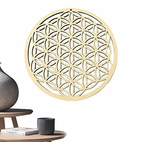 Sirseon Arte de pared sagrado geométrico, decoración de pared de madera, flor de vida, arte de pared de madera con geometría sagrada, decoración espiritual