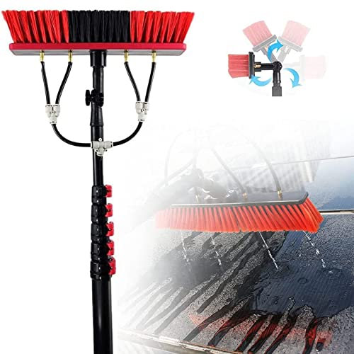Cashwise Solar Panel Cleaning Brush & Pole Water Fed Pole Kit, Window Cleaner Glass System Washing Equipment Solution Scrubber Brush & Hose Spray Washer with 180° Rotatable Brush Head,18FT/5.4M