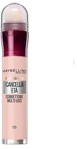 Maybelline New York Correttore Multi-Uso, Idratante e con Coprenza Modulabile, Occhiaie Coperte e Neutralizzate, Con Bacche di Goji e Haloxyl, Cancella Età, Tonalità: 05 Rosa, 6,8 ml
