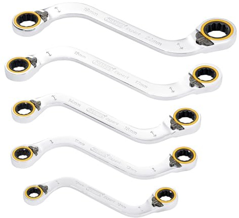 Draper 03947 Expert HI-TORQ Double Ring Ratchet S-Shape Spanner Set (5 Piece)